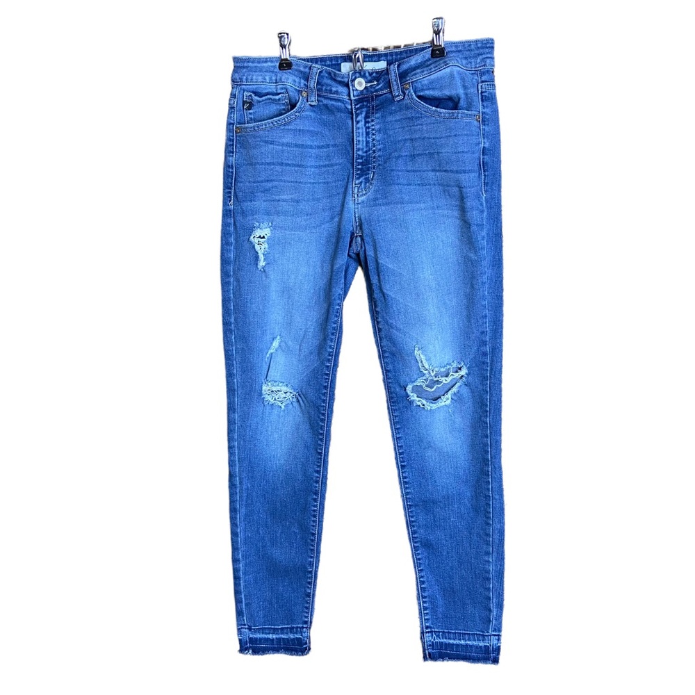 KANCAN Distressed Skinny Jeans Raw Hem Stretch Denim Womens Size 28